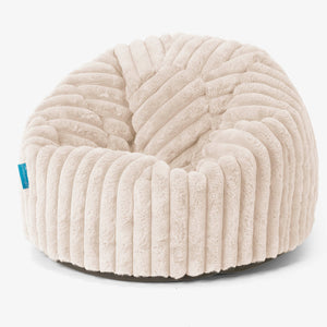 Puff Redondo Infantil 1-5 años - Pana de Felpa Ultra Crema