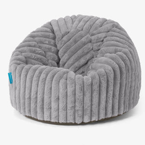 Puff Redondo Infantil 1-5 años - Pana de Felpa Ultra Gris