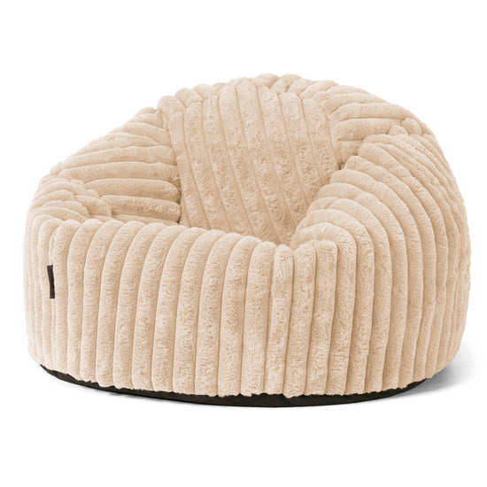 Puff Redondo - Pana de Felpa Ultra Crema 01