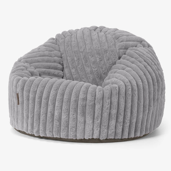 Puff Redondo - Pana de Felpa Ultra Gris 01