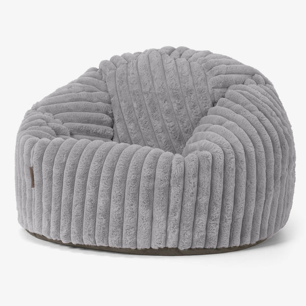 Puff Redondo - Pana de Felpa Ultra Gris 01