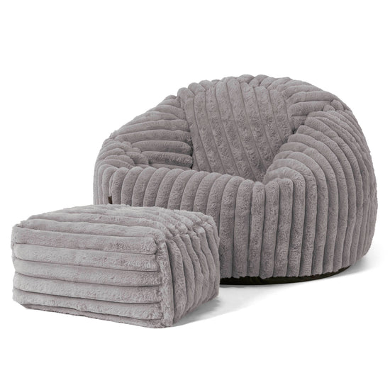 Puff Redondo - Pana de Felpa Ultra Gris 02