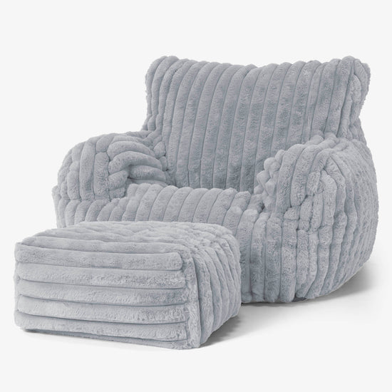 Puff Sillón Josephine - Pana de Felpa Ultra Azul Huevo de Pato 02
