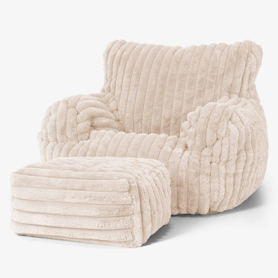 Puff Sillón Josephine - Pana de Felpa Ultra  Crema 02