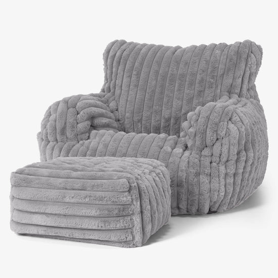 Puff Sillón Josephine - Pana de Felpa Ultra Gris 02