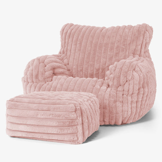Puff Sillón Josephine - Pana de Felpa Ultra Rosa Empolvado 02
