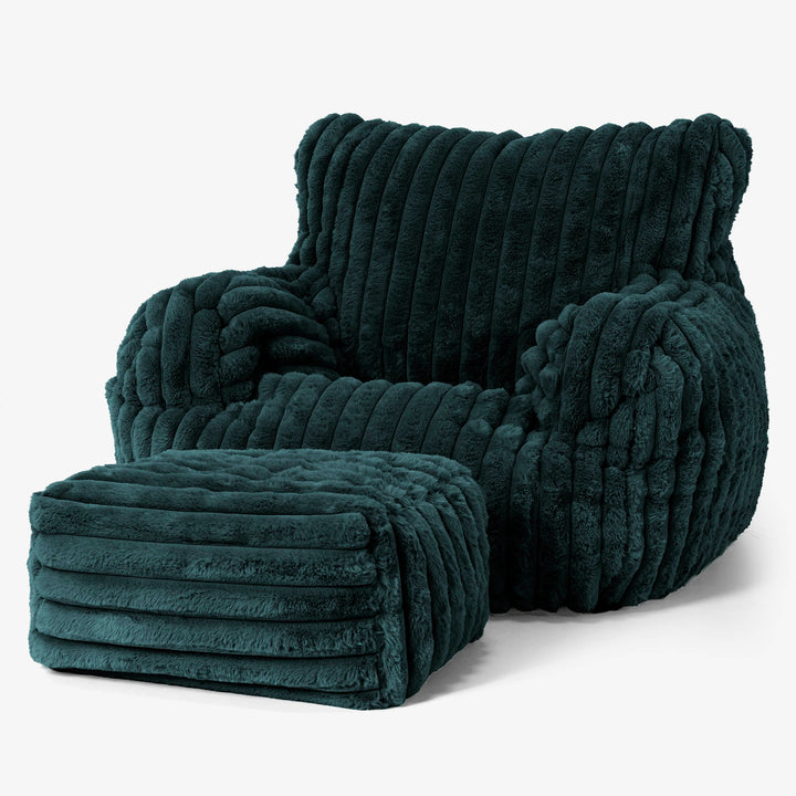 Puff Sillón Josephine - Pana de Felpa Ultra Turquesa 02