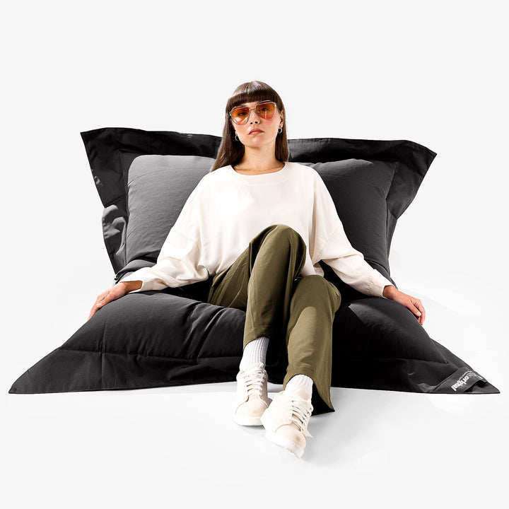 Big Bertha Original, SoleiStorm™ Ultra 2000 h+ Puff Gigante Cama XXL, Olefin Negro