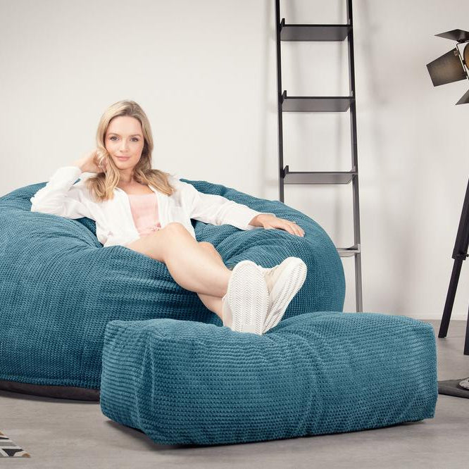 Lounge Pug, CloudSac 1010 XXL, Sofá Puf Viscoelástico XXL, Pompón Egeo Azul