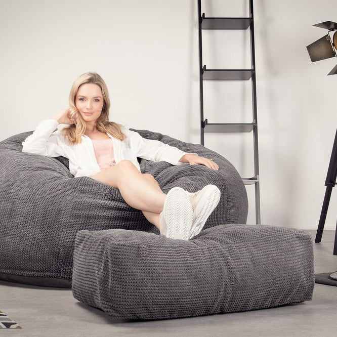 Lounge Pug, CloudSac 1010 XXL, Sofá Puf Viscoelástico XXL, Pompón Carbón Gris