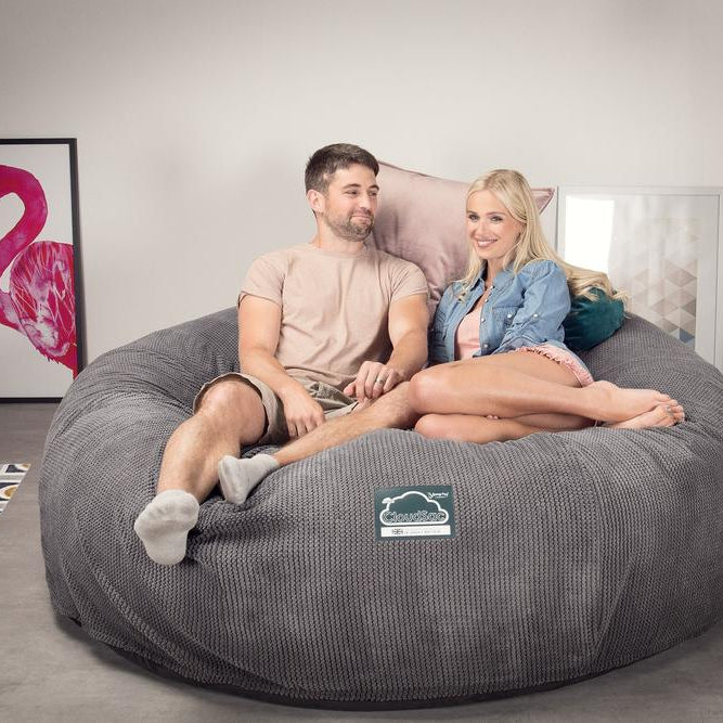 Lounge Pug, CloudSac 3000 XXL, Sofá Puf Viscoelástico King Sized, Pompón Carbón Gris