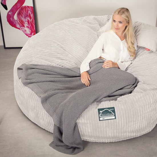 Lounge Pug, CloudSac 3000 XXL, Sofá Puf Viscoelástico King Sized, Pana Clásica Marfil