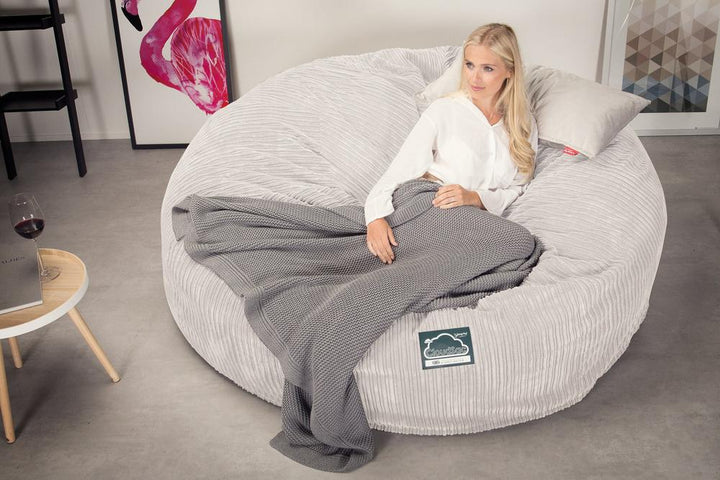 Lounge Pug, CloudSac 3000 XXL, Sofá Puf Viscoelástico King Sized, Pana Clásica Marfil