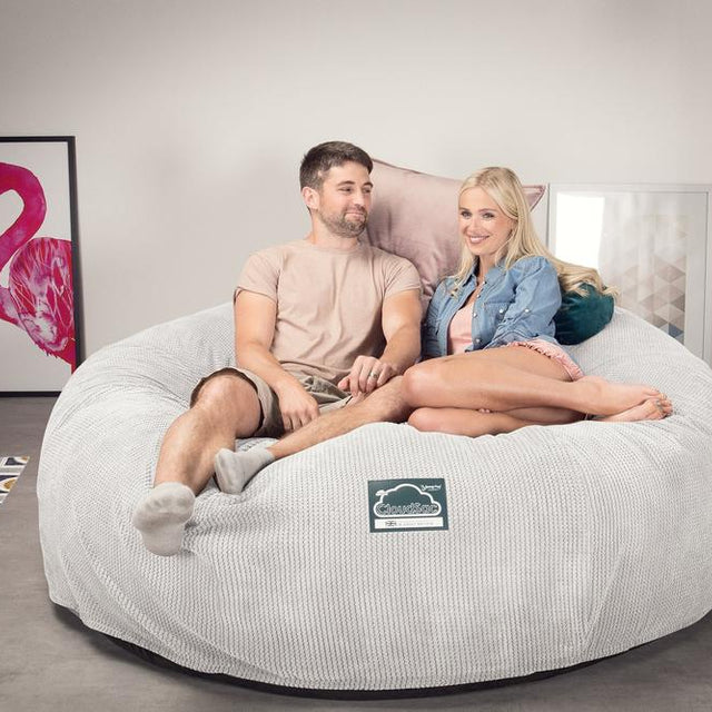 Lounge Pug, CloudSac 3000 XXL, Sofá Puf Viscoelástico King Sized, Pompón Crema