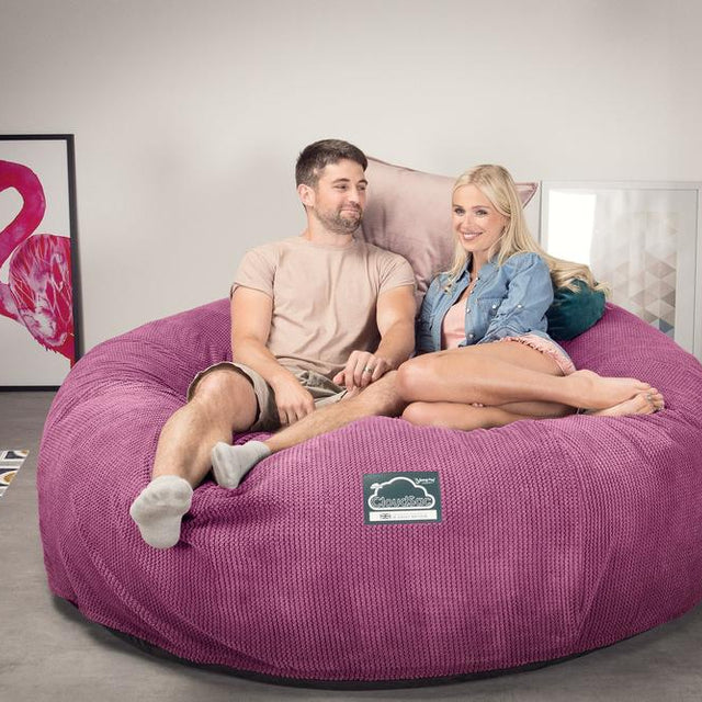 Lounge Pug, CloudSac 3000 XXL, Sofá Puf Viscoelástico King Sized, Pompón Rosa