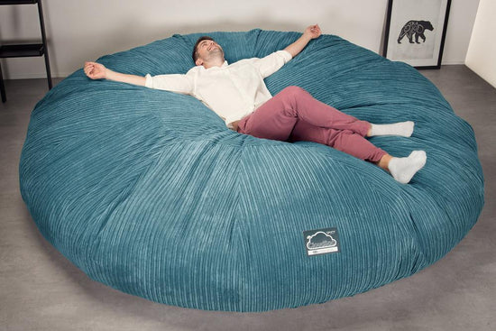 Lounge Pug, CloudSac 5000 XXXXXL, Sofá Puf Viscoelástico Titánico, Pana Clásica Egeo Azul