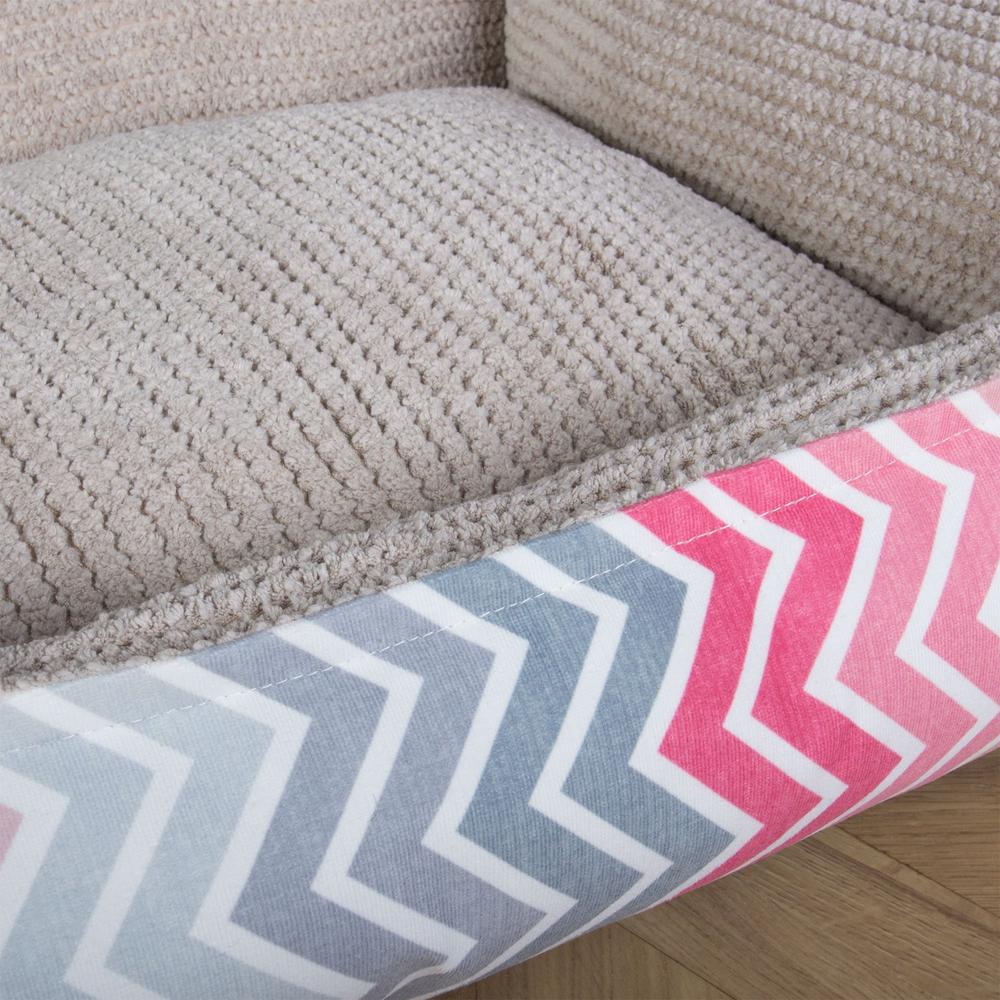 "El Sofá Por Mighty-Bark" - Ortopédica Sofá Para Perros, Cama Pero, Pequeña, Medio, Grande - Estampado Geométrico Chevron Rosa