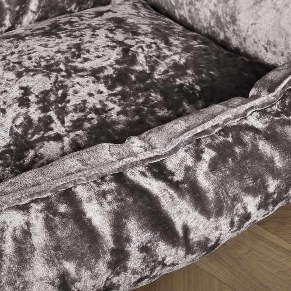 El Colchon Por Mighty-Bark - Ortopédica Rectangular Colchon Para Perros, Cama Pero, Pequeña, Grande - Terciopelo Retro Plata