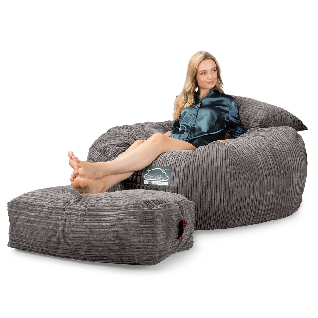 Lounge Pug, CloudSac 1010 XXL, Sofá Puf Viscoelástico XXL, Pana Clásica Grafito