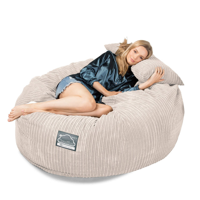 Lounge Pug, CloudSac 1010 XXL, Sofá Puf Viscoelástico XXL, Pana Clásica Marfil