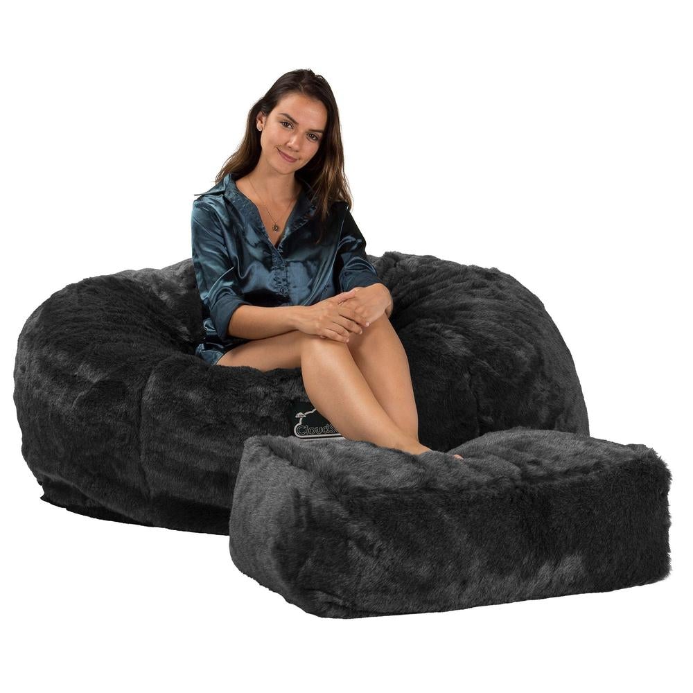 Lounge Pug, CloudSac 1010 XXL, Sofá Puf Viscoelástico XXL, Piel Sintética Negro