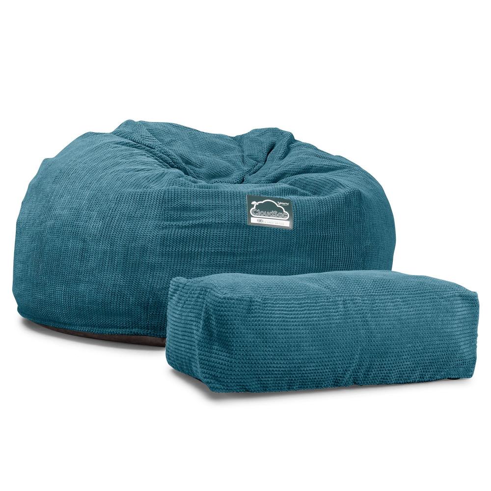 Lounge Pug, CloudSac 1010 XXL, Sofá Puf Viscoelástico XXL, Pompón Egeo Azul