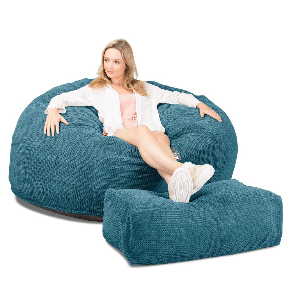 Lounge Pug, CloudSac 1010 XXL, Sofá Puf Viscoelástico XXL, Pompón Egeo Azul