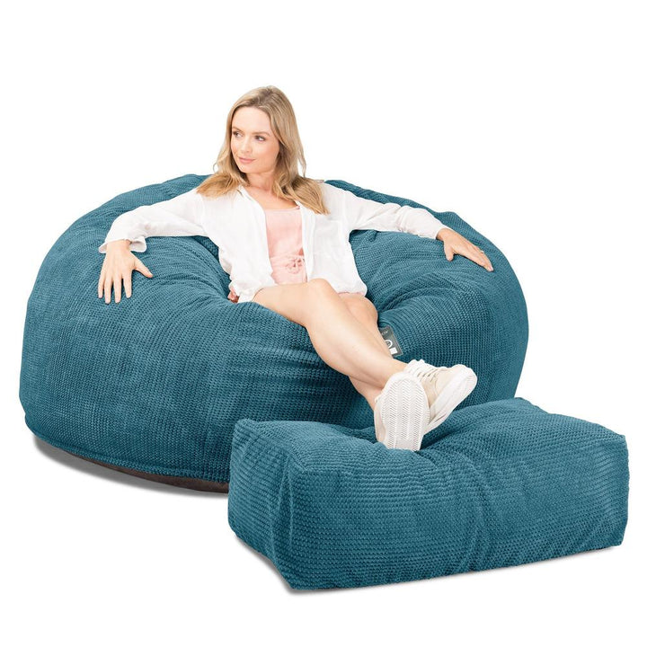 Lounge Pug, CloudSac 1010 XXL, Sofá Puf Viscoelástico XXL, Pompón Egeo Azul