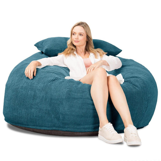 Lounge Pug, CloudSac 1010 XXL, Sofá Puf Viscoelástico XXL, Pompón Egeo Azul