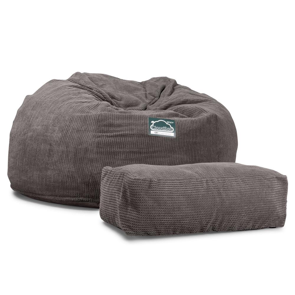 Lounge Pug, CloudSac 1010 XXL, Sofá Puf Viscoelástico XXL, Pompón Carbón Gris