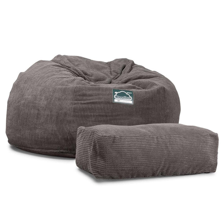 Lounge Pug, CloudSac 1010 XXL, Sofá Puf Viscoelástico XXL, Pompón Carbón Gris