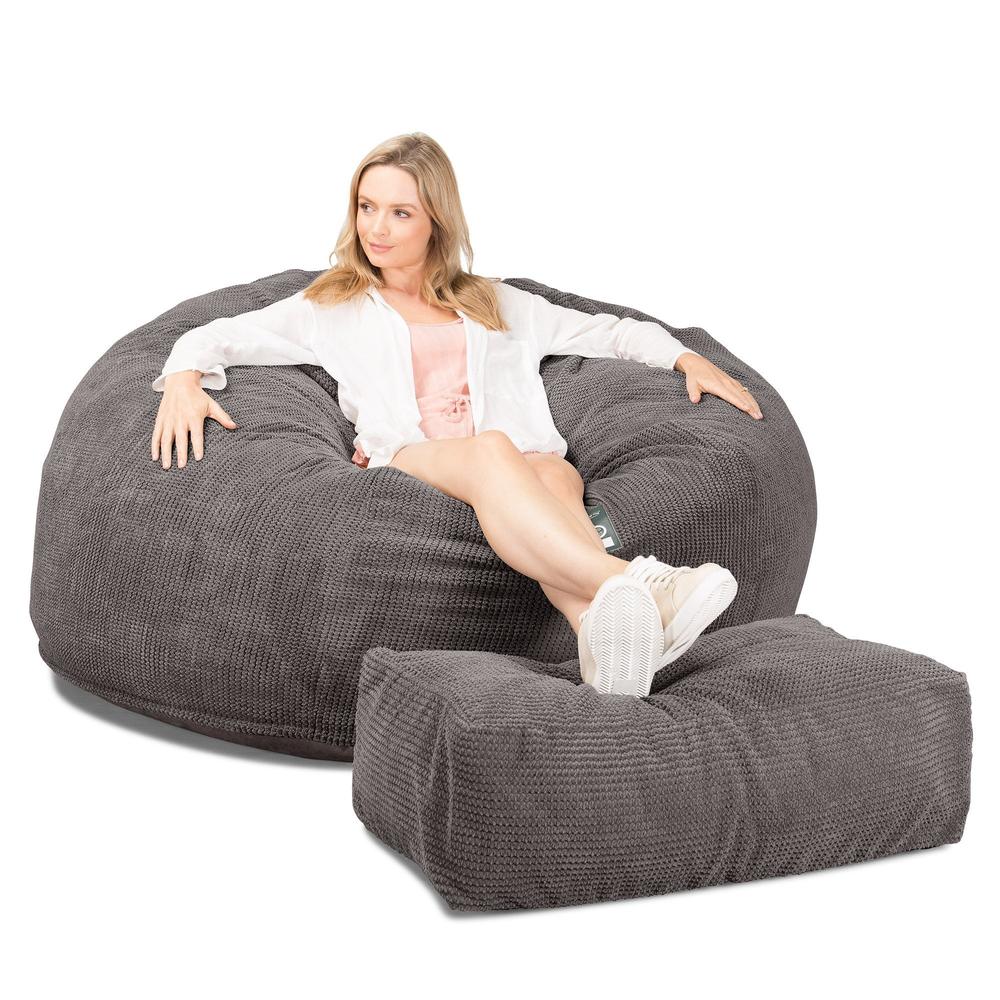 Lounge Pug, CloudSac 1010 XXL, Sofá Puf Viscoelástico XXL, Pompón Carbón Gris