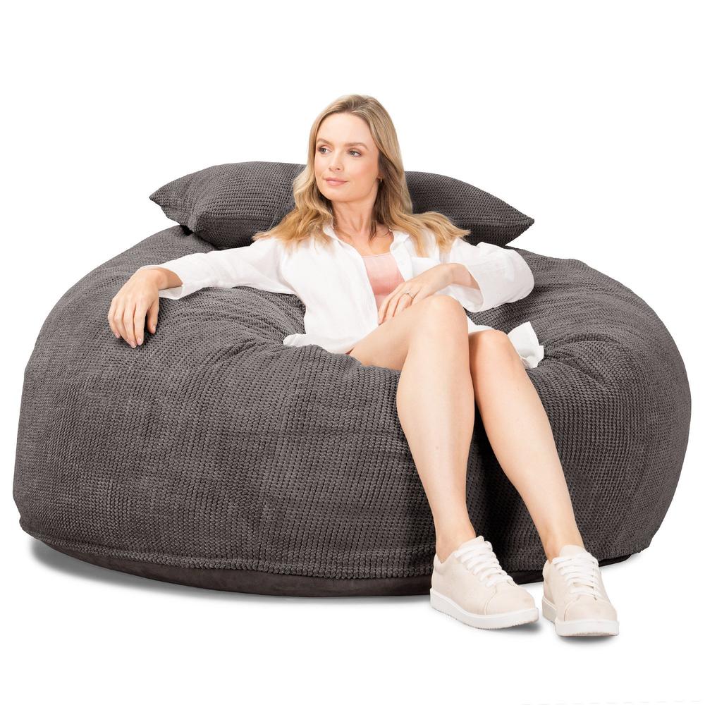 Lounge Pug, CloudSac 1010 XXL, Sofá Puf Viscoelástico XXL, Pompón Carbón Gris