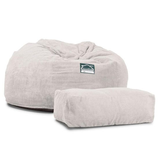 Lounge Pug, CloudSac 1010 XXL, Sofá Puf Viscoelástico XXL, Pompón Crema