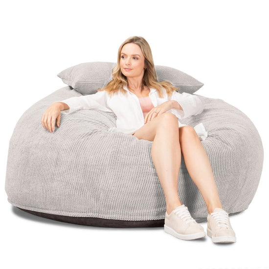 Lounge Pug, CloudSac 1010 XXL, Sofá Puf Viscoelástico XXL, Pompón Crema