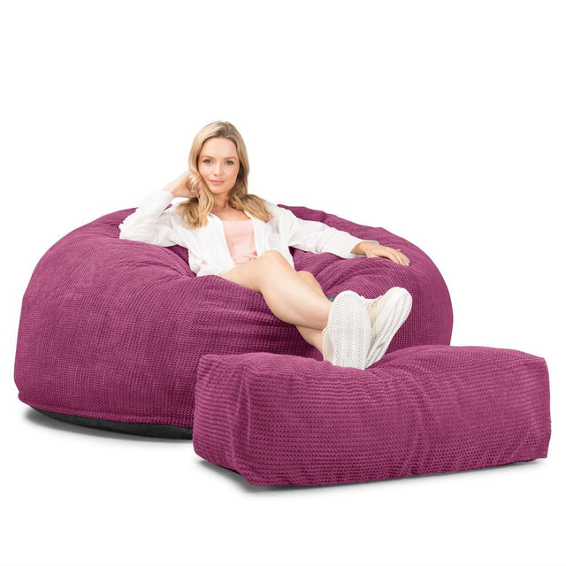 Lounge Pug, CloudSac 1010 XXL, Sofá Puf Viscoelástico XXL, Pompón Rosa