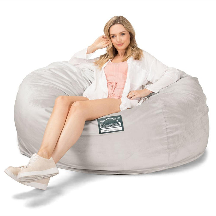 Lounge Pug, CloudSac 1010 XXL, Sofá Puf Viscoelástico XXL, Terciopelo Plata