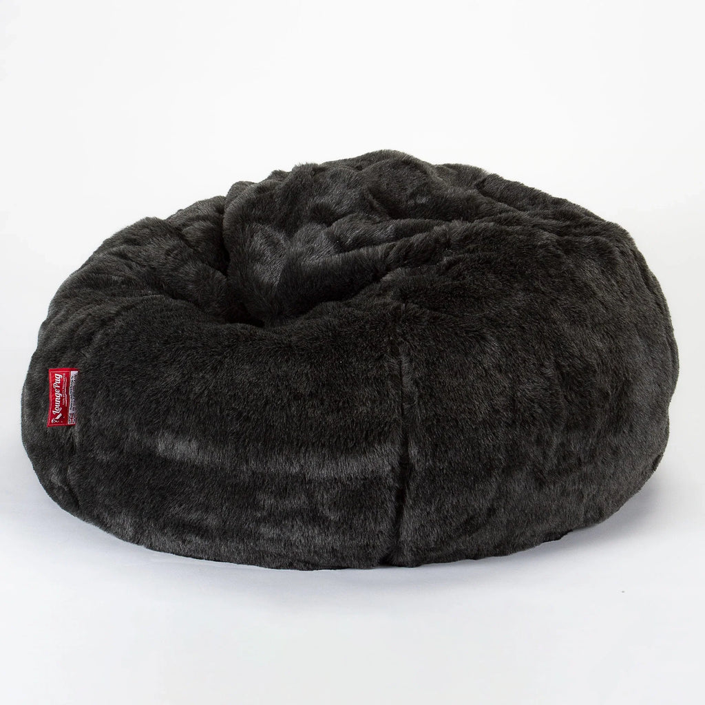 LOUNGE PUG, Puff Redondo, Piel Sintética - Negro