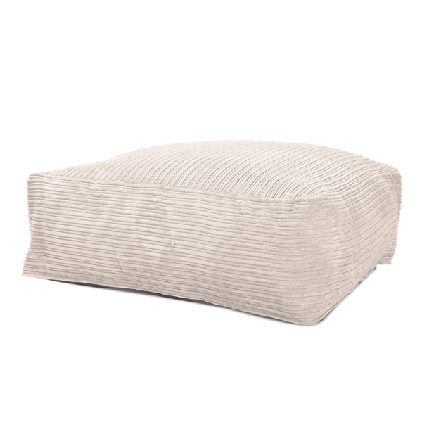 Lounge Pug, CloudSac 250, Puf Reposapiés Otomano Viscoelástico, Pana Clásica Marfil