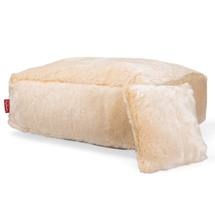 Lounge Pug, CloudSac 250, Puf Reposapiés Otomano Viscoelástico, Piel Sintética Blanco