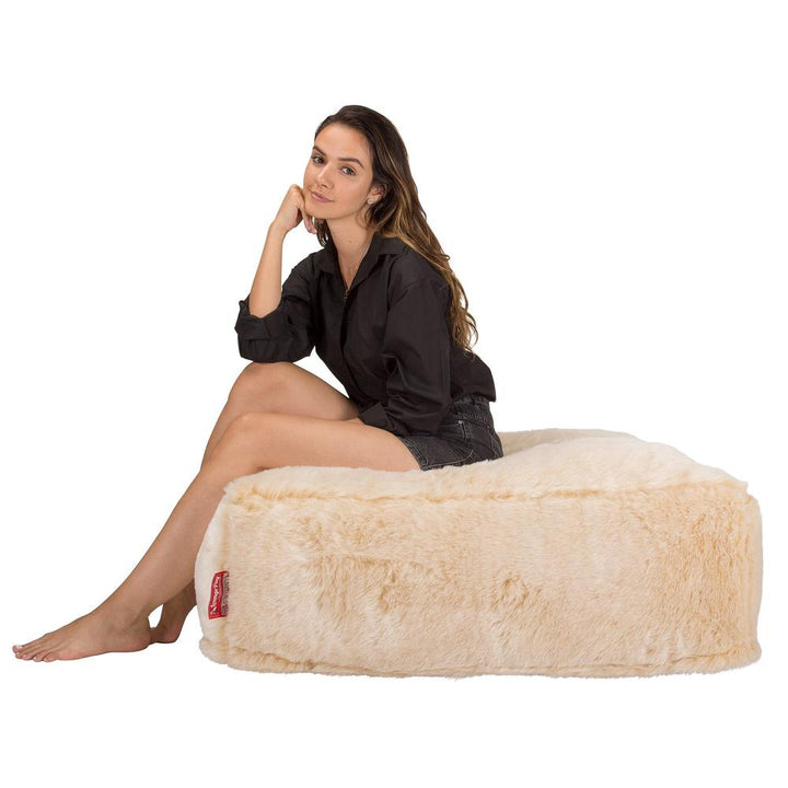 Lounge Pug, CloudSac 250, Puf Reposapiés Otomano Viscoelástico, Piel Sintética Blanco