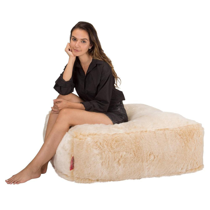 Lounge Pug, CloudSac 250, Puf Reposapiés Otomano Viscoelástico, Piel Sintética Blanco