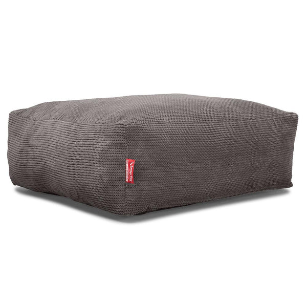 Lounge Pug, CloudSac 250, Puf Reposapiés Otomano Viscoelástico, Pompón Carbón Gris