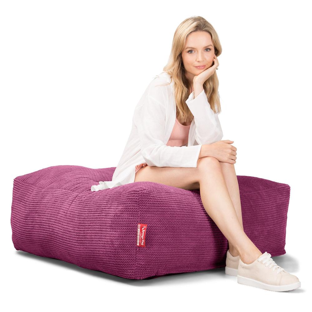 Lounge Pug, CloudSac 250, Puf Reposapiés Otomano Viscoelástico, Pompón Rosa