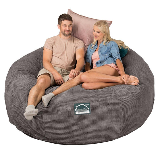 Lounge Pug, CloudSac 3000 XXL, Sofá Puf Viscoelástico King Sized, Pompón Carbón Gris