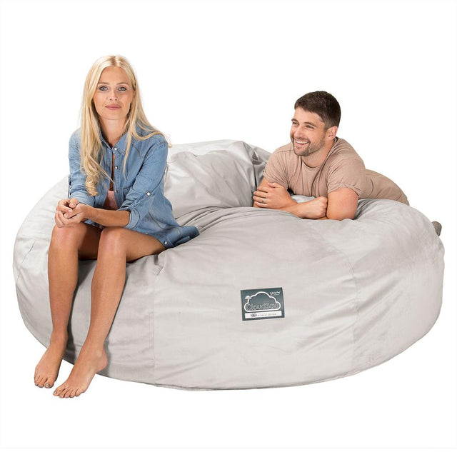 Lounge Pug, CloudSac 3000 XXL, Sofá Puf Viscoelástico King Sized, Terciopelo Plata