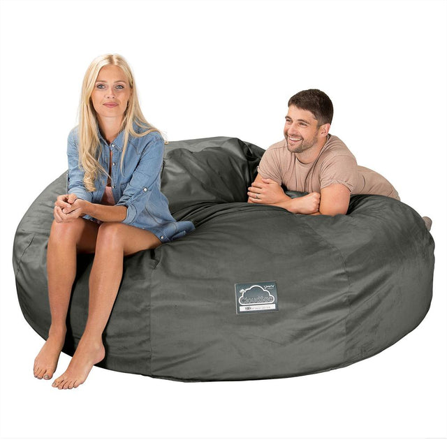 Lounge Pug, CloudSac 3000 XXL, Sofá Puf Viscoelástico King Sized, Terciopelo Grafito