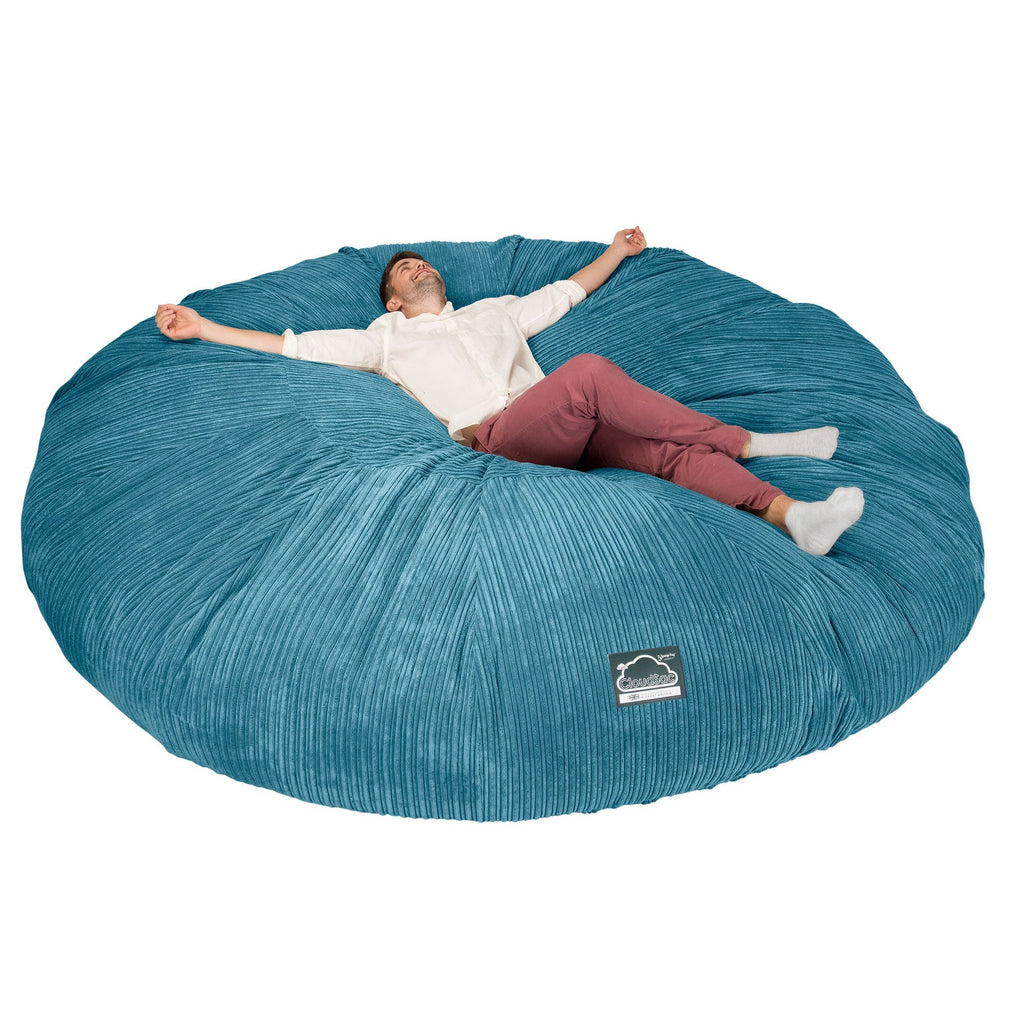 Lounge Pug, CloudSac 5000 XXXXXL, Sofá Puf Viscoelástico Titánico, Pana Clásica Egeo Azul