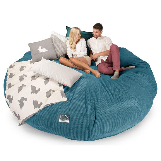 Lounge Pug, CloudSac 5000 XXXXXL, Sofá Puf Viscoelástico Titánico, Pompón Egeo Azul