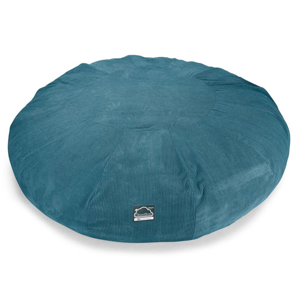 CloudSac 5000 XXXXXL Sofá Puf Viscoelástico Titánico - Pompón Egeo Azul Fabric Close-up Image